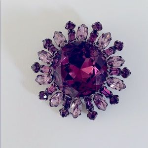 Vintage Crystal Brooch- Purple